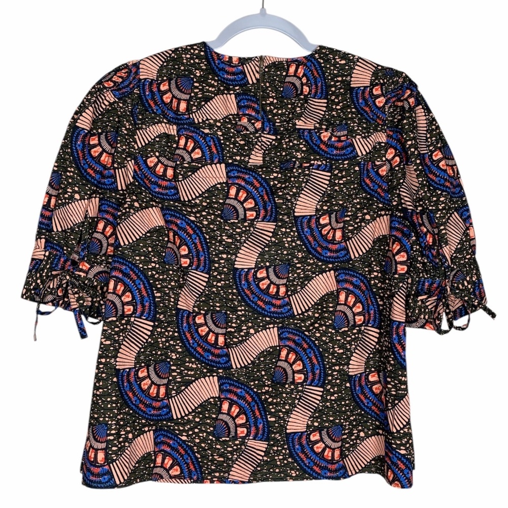 Ulla Johnson Etta Top Puff Tie Sleeve Cotton Blouse Army Women's 8 - Picture 6 of 8